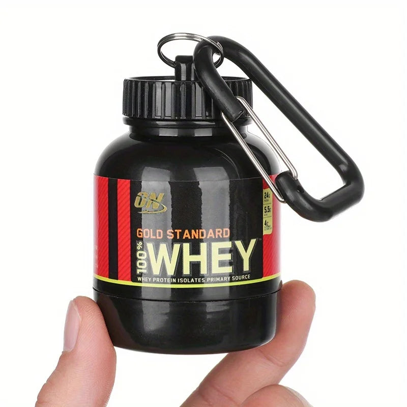 porte clé pot de whey 100 ml – boîte à poudre portable avec mousqueton