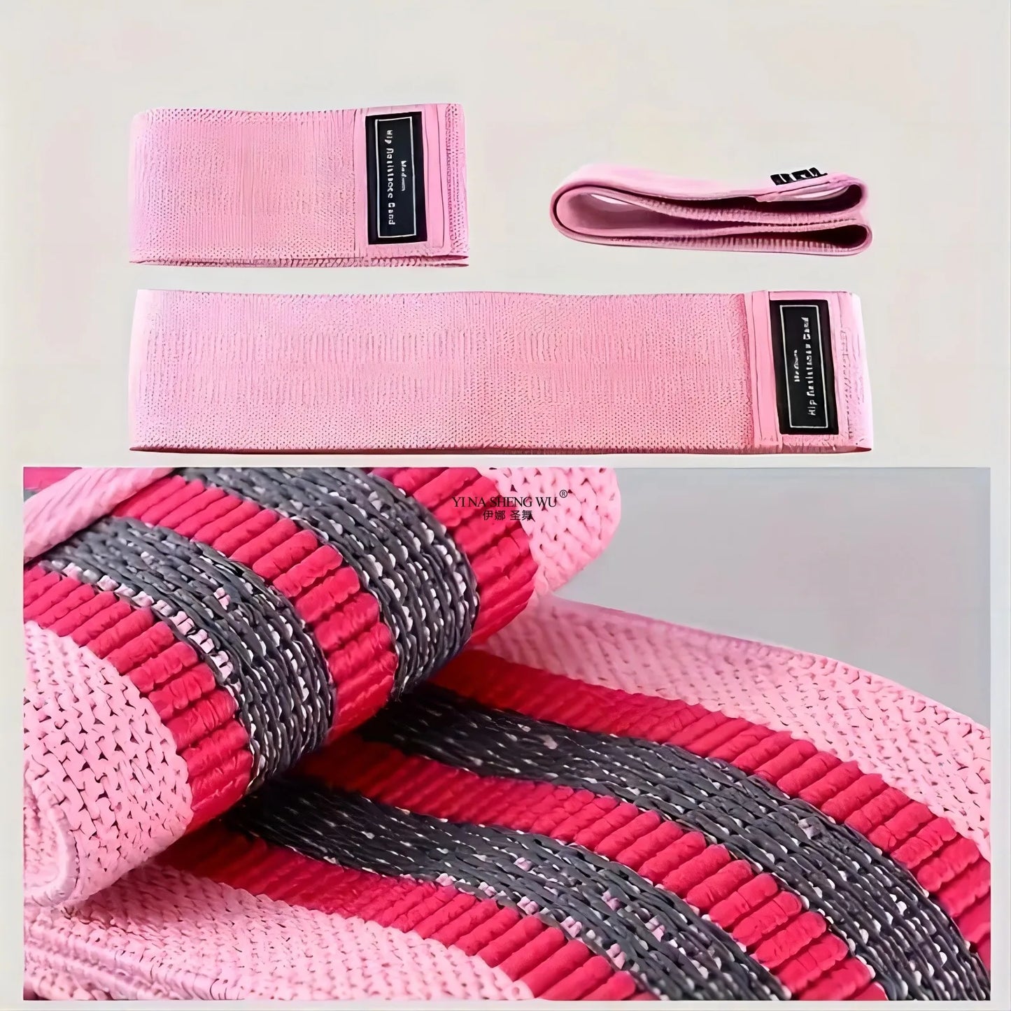 Bandes de résistance fessiers en tissu – set de 3 niveaux, anti-glisse & haute élasticité