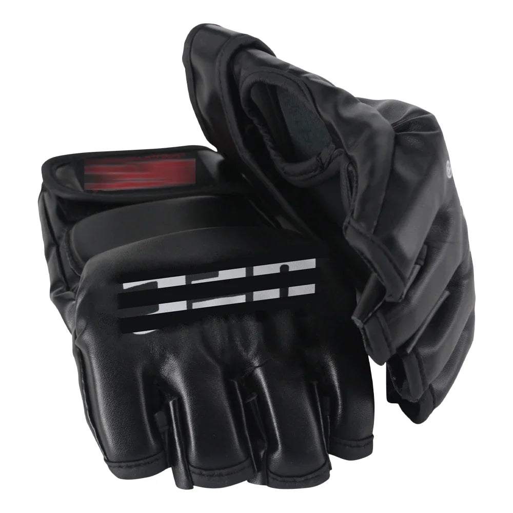 Gants de combat demi-doigt MMA – cuir synthétique renforcé pour boxe, muay thai et entraînement