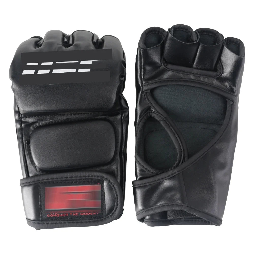 Gants de combat demi-doigt MMA – cuir synthétique renforcé pour boxe, muay thai et entraînement