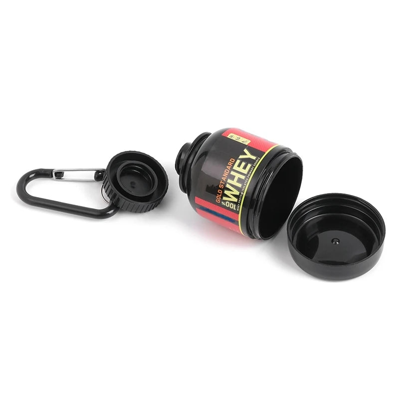 porte clé pot de whey 100 ml – boîte à poudre portable avec mousqueton