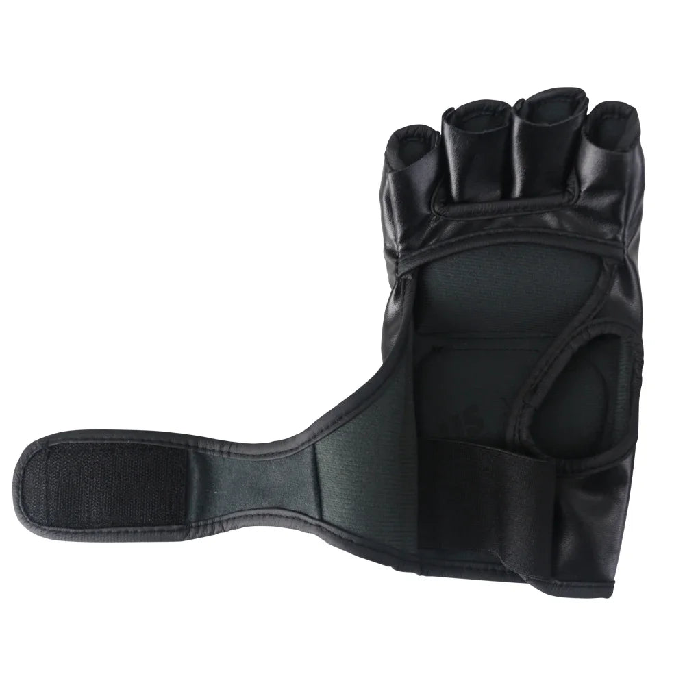Gants de combat demi-doigt MMA – cuir synthétique renforcé pour boxe, muay thai et entraînement