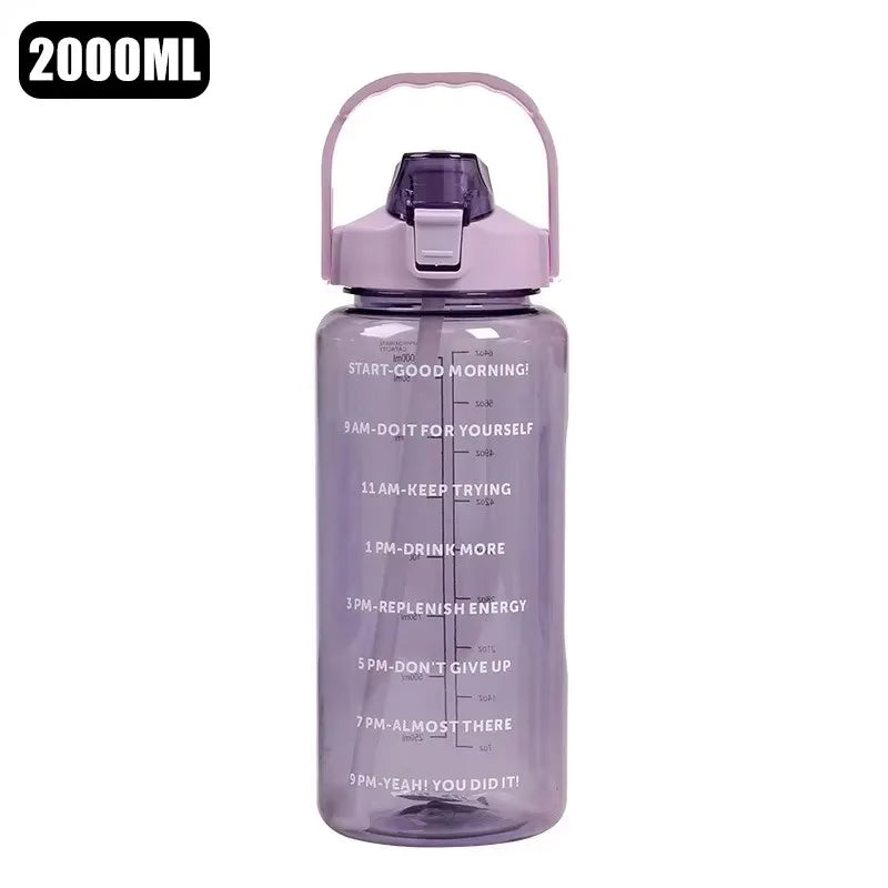 Gourde 2L sport avec paille – hydratation pratique et motivante pour entraînement