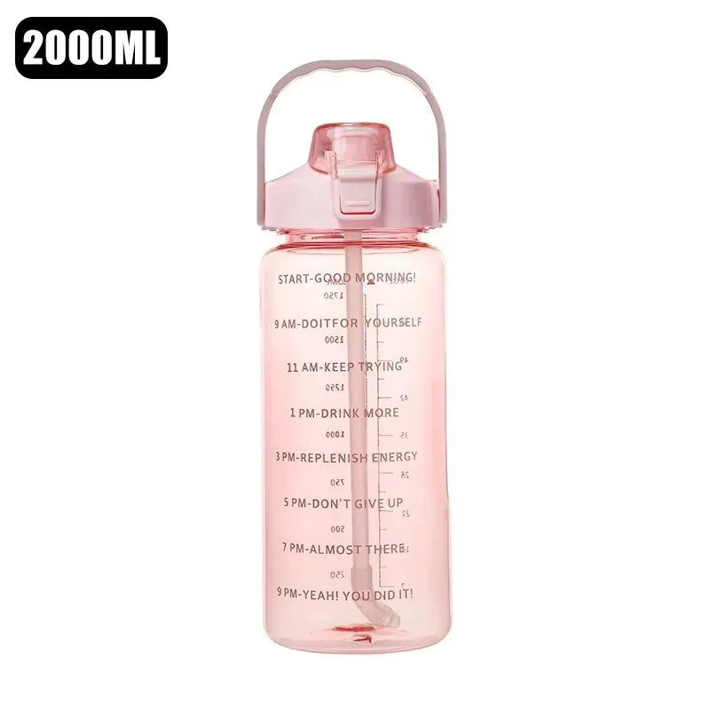 Gourde 2L sport avec paille – hydratation pratique et motivante pour entraînement