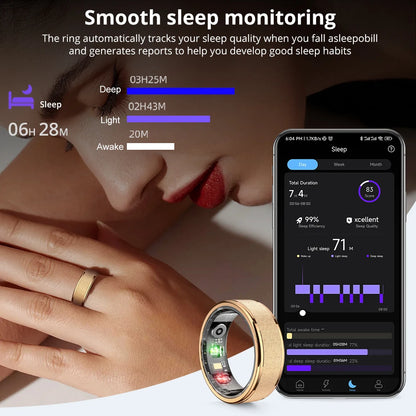Bague connectée COLMI R10 – suivi santé 24/7 avec boîtier de recharge intégré