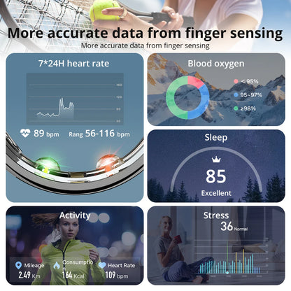 Bague connectée COLMI R10 – suivi santé 24/7 avec boîtier de recharge intégré