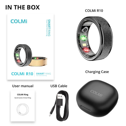 Bague connectée COLMI R10 – suivi santé 24/7 avec boîtier de recharge intégré