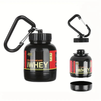 porte clé pot de whey 100 ml – boîte à poudre portable avec mousqueton