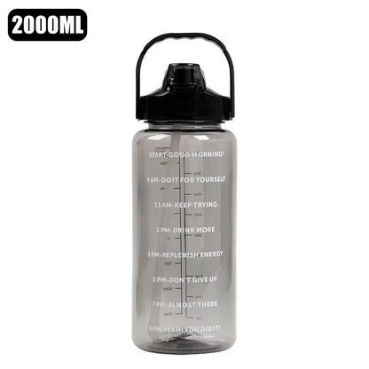 Gourde 2L sport avec paille – hydratation pratique et motivante pour entraînement